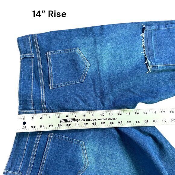 JY Jeans Womens Blue Denim Stretch Fringe Leg Distressed Size XL - Picture 9 of 11